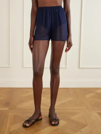 SARA CRISTINA Playa Pearl-embellished Silk-chiffon Shorts | Thumbnail 3 SARA CRISTINA Playa Pearl-embellished Silk-chiffon Shorts | Thumbnail 3