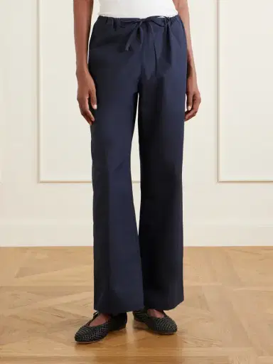 FLORE FLORE Josephine Drawstring Organic Cotton-poplin Straight-leg Pants | Thumbnail 3 FLORE FLORE Josephine Drawstring Organic Cotton-poplin Straight-leg Pants | Thumbnail 3