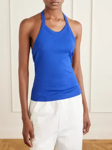 FLORE FLORE Angie Halterneck Organic Cotton-jersey Tank | Thumbnail 3 FLORE FLORE Angie Halterneck Organic Cotton-jersey Tank | Thumbnail 3