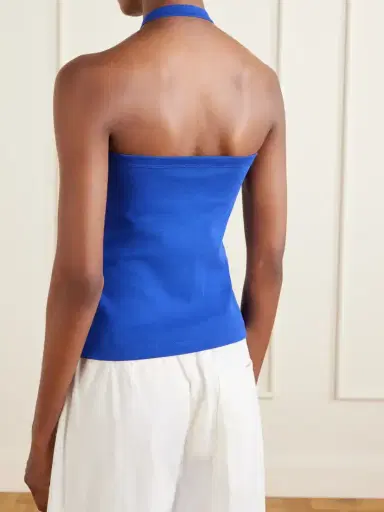 FLORE FLORE Angie Halterneck Organic Cotton-jersey Tank | Thumbnail 4 FLORE FLORE Angie Halterneck Organic Cotton-jersey Tank | Thumbnail 4