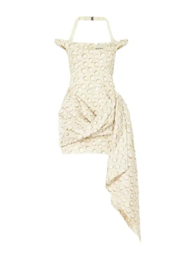 Paula Draped Asymmetrical Printed Moire Mini Dress