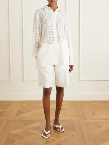 Another Tomorrow Gingham Point D'esprit Shorts | Thumbnail 2 Another Tomorrow Gingham Point D'esprit Shorts | Thumbnail 2