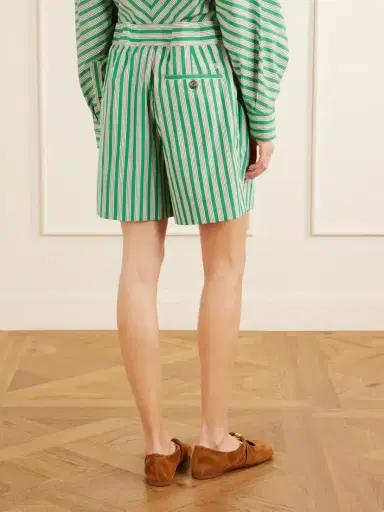 Loewe Pleated Striped Cotton-poplin Shorts | Thumbnail 4 Loewe Pleated Striped Cotton-poplin Shorts | Thumbnail 4