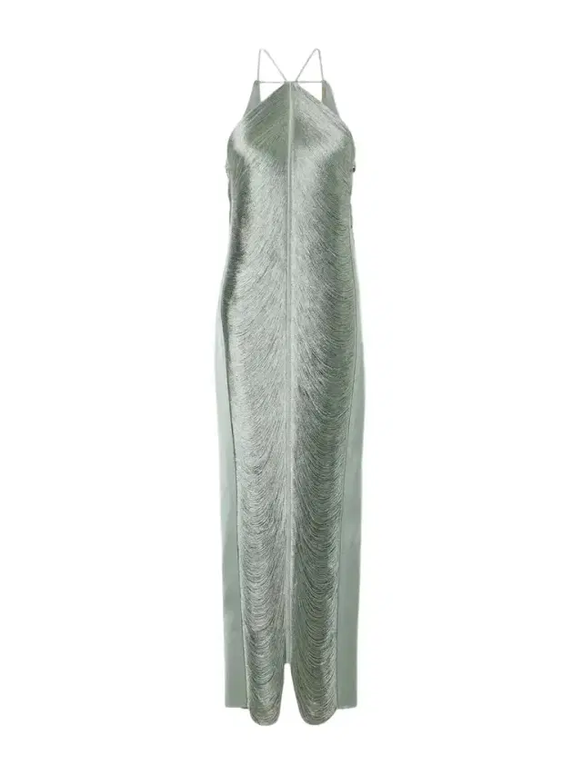 Cult Gaia Renata Fringed Satin-trimmed Mesh Gown