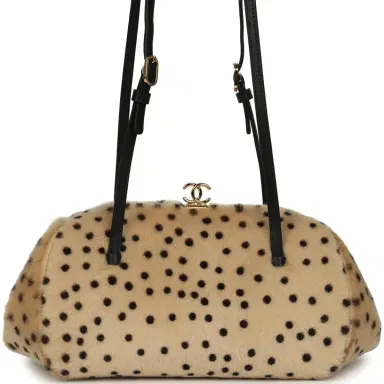 Chanel Chanel Cheetah Print Clutch with Leather Straps Light Beige Calf Hair, Black Leather Gold Hardware | Thumbnail 1 Chanel Chanel Cheetah Print Clutch with Leather Straps Light Beige Calf Hair, Black Leather Gold Hardware | Thumbnail 1