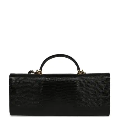 Chanel Chanel Long Top Handle Clutch with Chain Black Lizard Embossed Calfskin Gold Hardware | Thumbnail 4