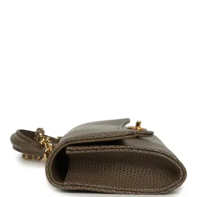 Chanel Chanel Long Top Handle Clutch with Chain Dark Khaki Lizard Embossed Calfskin Gold Hardware | Thumbnail 5 Chanel Chanel Long Top Handle Clutch with Chain Dark Khaki Lizard Embossed Calfskin Gold Hardware | Thumbnail 5