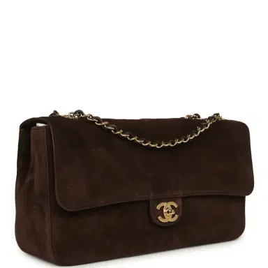 Chanel Chanel Maxi "Souplissimo" Small Flap Bag Dark Brown Suede Gold Hardware | Thumbnail 2