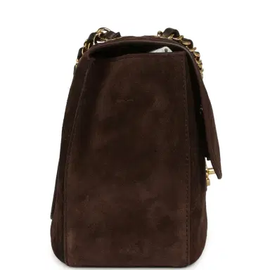 Chanel Chanel Maxi "Souplissimo" Small Flap Bag Dark Brown Suede Gold Hardware | Thumbnail 3