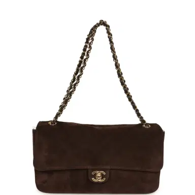 Chanel Chanel Maxi "Souplissimo" Small Flap Bag Dark Brown Suede Gold Hardware | Thumbnail 7