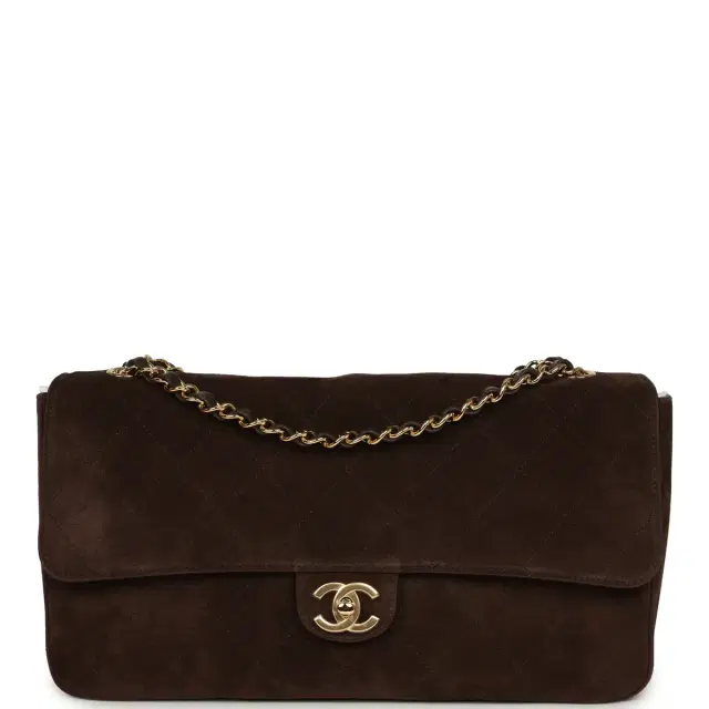 Chanel Chanel Maxi "Souplissimo" Small Flap Bag Dark Brown Suede Gold Hardware