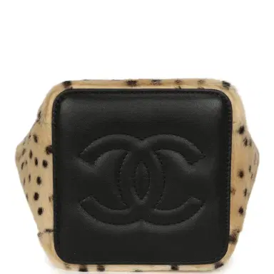 Chanel Chanel Mini "Cheetah Print" Bucket Bag with Chain Light Beige Calf Hair and Black Lambskin Gold Hardware | Thumbnail 7 Chanel Chanel Mini "Cheetah Print" Bucket Bag with Chain Light Beige Calf Hair and Black Lambskin Gold Hardware | Thumbnail 7