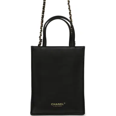 Chanel Chanel Mini Shopping Bag with Chain Black Calfskin Gold Hardware | Thumbnail 4 Chanel Chanel Mini Shopping Bag with Chain Black Calfskin Gold Hardware | Thumbnail 4