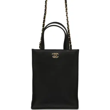 Chanel Chanel Mini Shopping Bag with Chain Black Calfskin Gold Hardware | Thumbnail 1 Chanel Chanel Mini Shopping Bag with Chain Black Calfskin Gold Hardware | Thumbnail 1