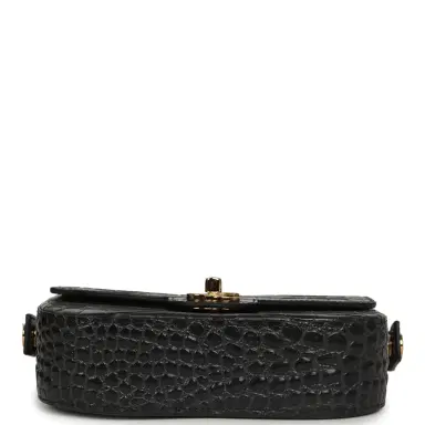 Chanel Chanel Mini Top Handle "Turn Around" Flap Dark Grey Croc Embossed Calfskin Gold Hardware | Thumbnail 6