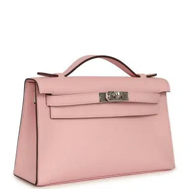 HERMÈS Hermes Kelly Pochette Rose Sakura Swift Palladium Hardware | Thumbnail 2