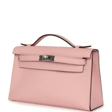 HERMÈS Hermes Kelly Pochette Rose Sakura Swift Palladium Hardware | Thumbnail 5