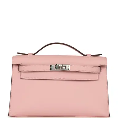 HERMÈS Hermes Kelly Pochette Rose Sakura Swift Palladium Hardware | Thumbnail 1