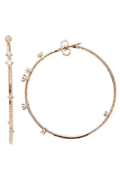 MATTIA CIELO 4cm Rose Gold Rugiada Diamond Hoop Earrings | Thumbnail 3 MATTIA CIELO 4cm Rose Gold Rugiada Diamond Hoop Earrings | Thumbnail 3