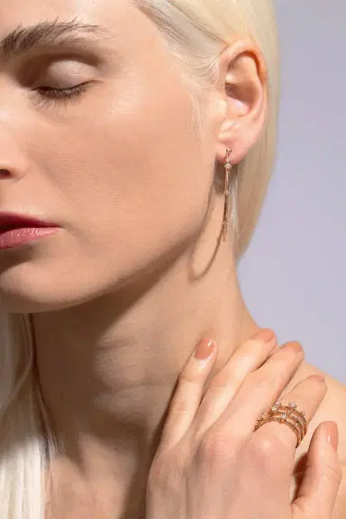 MATTIA CIELO 4cm Rose Gold Rugiada Diamond Hoop Earrings | Thumbnail 4 MATTIA CIELO 4cm Rose Gold Rugiada Diamond Hoop Earrings | Thumbnail 4