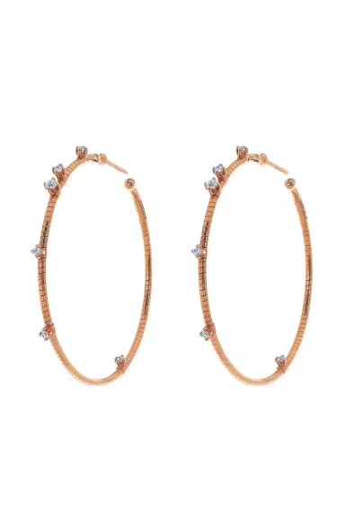 MATTIA CIELO 4cm Rose Gold Rugiada Diamond Hoop Earrings | Thumbnail 1 MATTIA CIELO 4cm Rose Gold Rugiada Diamond Hoop Earrings | Thumbnail 1