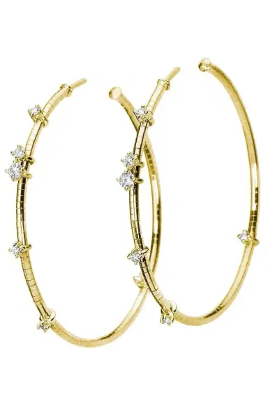 MATTIA CIELO 4cm Rugiada Diamond Hoops | Thumbnail 1 MATTIA CIELO 4cm Rugiada Diamond Hoops | Thumbnail 1