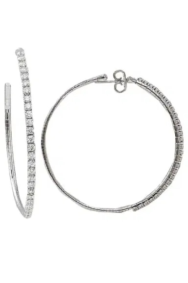 MATTIA CIELO 4cm White Gold Rugiada Diamond Tennis Hoop Earrings | Thumbnail 3 MATTIA CIELO 4cm White Gold Rugiada Diamond Tennis Hoop Earrings | Thumbnail 3