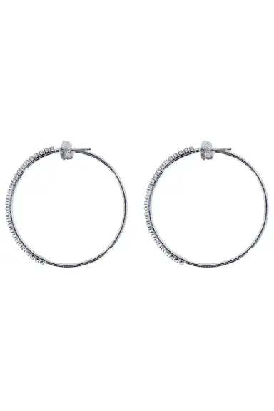 MATTIA CIELO 4cm White Gold Rugiada Diamond Tennis Hoop Earrings | Thumbnail 4 MATTIA CIELO 4cm White Gold Rugiada Diamond Tennis Hoop Earrings | Thumbnail 4