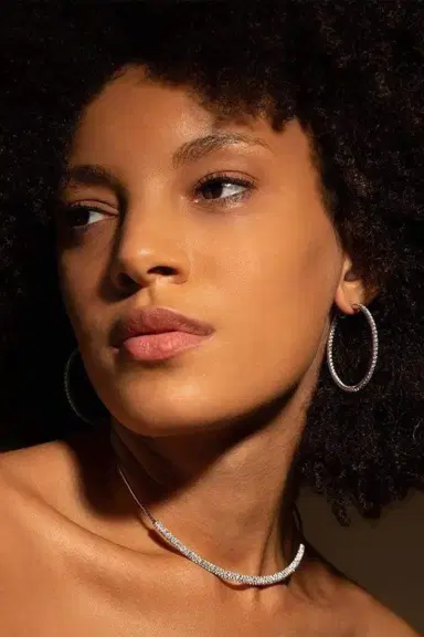 MATTIA CIELO 4cm White Gold Rugiada Front and Back Hoops | Thumbnail 2 MATTIA CIELO 4cm White Gold Rugiada Front and Back Hoops | Thumbnail 2