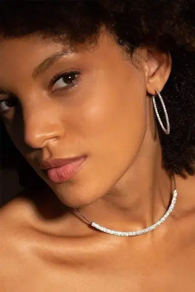 MATTIA CIELO 4cm White Gold Rugiada Front and Back Hoops | Thumbnail 3 MATTIA CIELO 4cm White Gold Rugiada Front and Back Hoops | Thumbnail 3