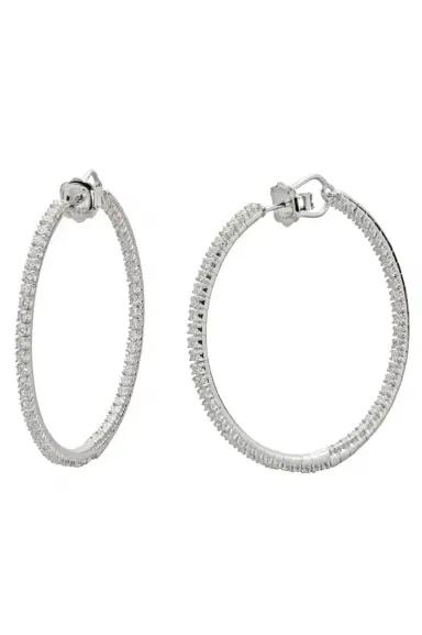 MATTIA CIELO 4cm White Gold Rugiada Front and Back Hoops | Thumbnail 4 MATTIA CIELO 4cm White Gold Rugiada Front and Back Hoops | Thumbnail 4