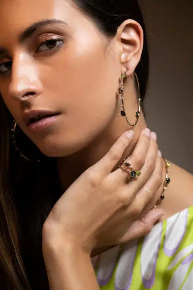 MATTIA CIELO 6cm Peridot Topaz Hoop Earrings | Thumbnail 3