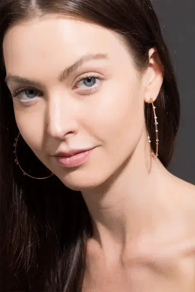 MATTIA CIELO 6cm Rose Gold Rugiada Diamond Hoop Earrings | Thumbnail 2 MATTIA CIELO 6cm Rose Gold Rugiada Diamond Hoop Earrings | Thumbnail 2