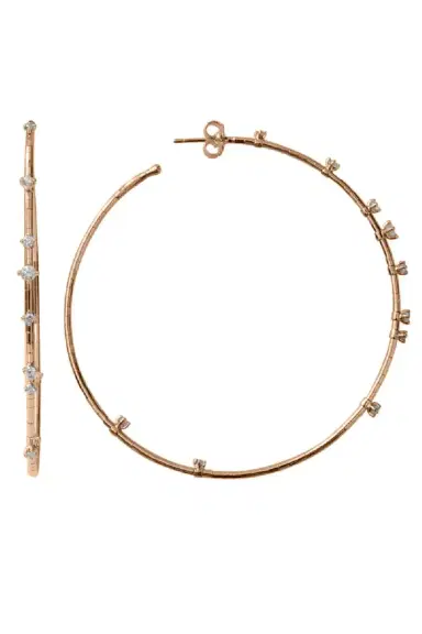 MATTIA CIELO 6cm Rose Gold Rugiada Diamond Hoop Earrings | Thumbnail 3 MATTIA CIELO 6cm Rose Gold Rugiada Diamond Hoop Earrings | Thumbnail 3