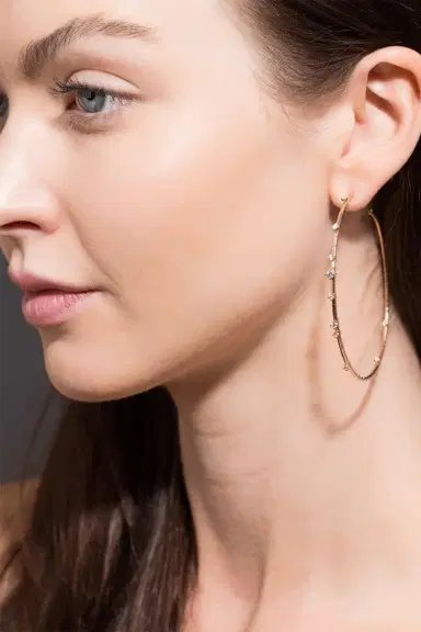 MATTIA CIELO 6cm Rose Gold Rugiada Diamond Hoop Earrings | Thumbnail 4 MATTIA CIELO 6cm Rose Gold Rugiada Diamond Hoop Earrings | Thumbnail 4