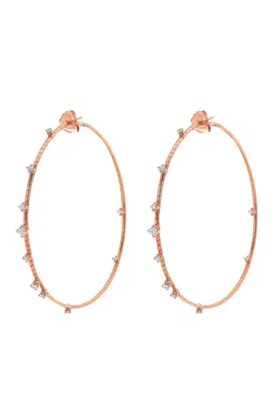 MATTIA CIELO 6cm Rose Gold Rugiada Diamond Hoop Earrings | Thumbnail 1 MATTIA CIELO 6cm Rose Gold Rugiada Diamond Hoop Earrings | Thumbnail 1