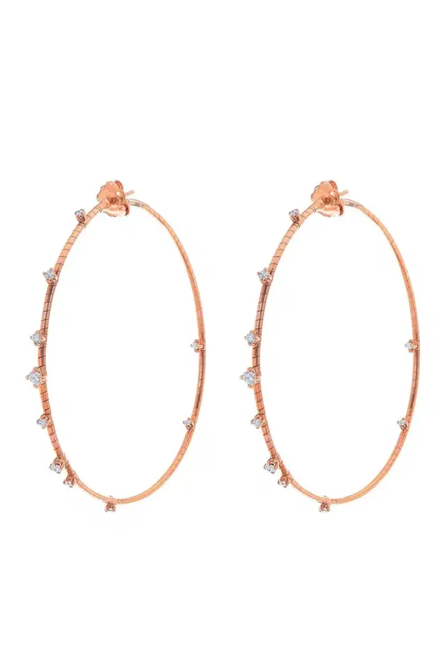 MATTIA CIELO 6cm Rose Gold Rugiada Diamond Hoop Earrings