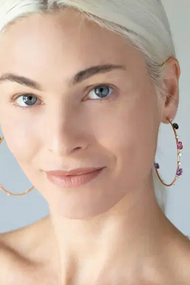 MATTIA CIELO 6cm Rugiada Rainbow Hoop Earrings | Thumbnail 4 MATTIA CIELO 6cm Rugiada Rainbow Hoop Earrings | Thumbnail 4