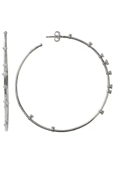 MATTIA CIELO 6cm White Gold Rugiada Diamond Hoop Earrings | Thumbnail 3