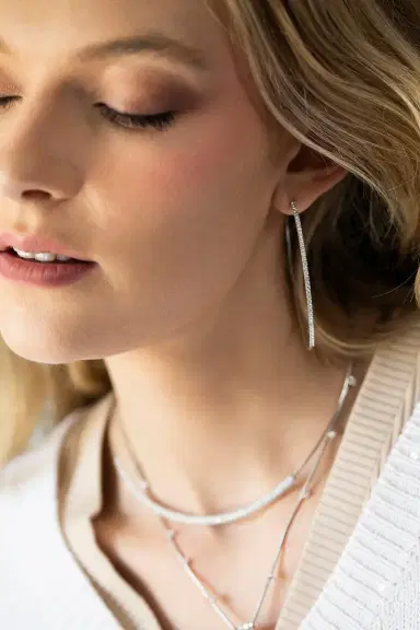 MATTIA CIELO 6cm White Gold Rugiada Diamond Tennis Hoop Earrings | Thumbnail 2 MATTIA CIELO 6cm White Gold Rugiada Diamond Tennis Hoop Earrings | Thumbnail 2
