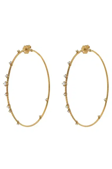 MATTIA CIELO 6cm Yellow Gold Rugiada Diamond Hoop Earrings | Thumbnail 1 MATTIA CIELO 6cm Yellow Gold Rugiada Diamond Hoop Earrings | Thumbnail 1