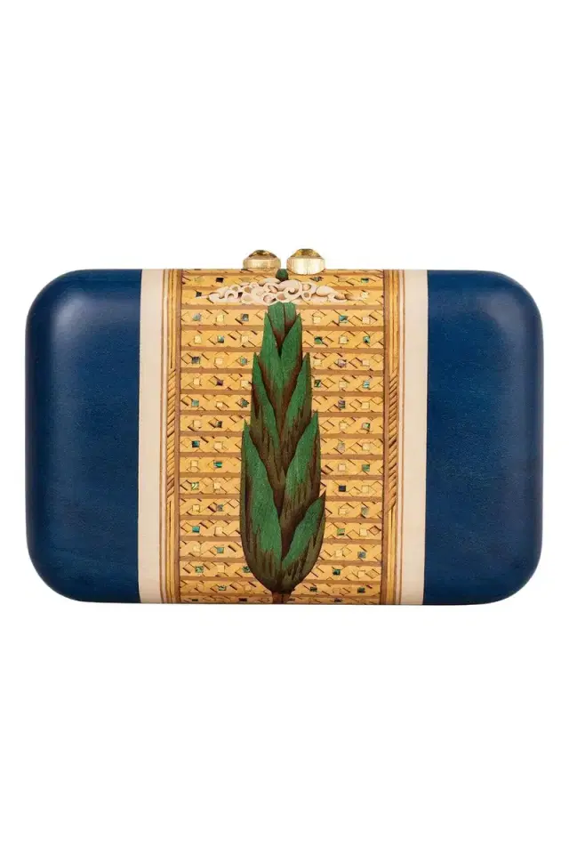 Silvia Furmanovich Abalone Pine Tree Print Marquetry Clutch