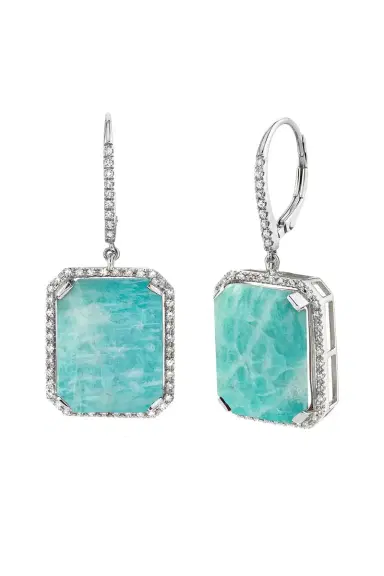 SHAY JEWELRY Amazonite Diamond Portrait Earrings | Thumbnail 1