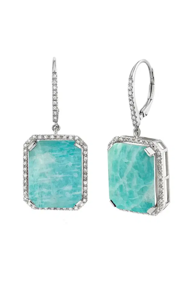 SHAY JEWELRY Amazonite Diamond Portrait Earrings