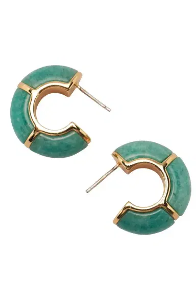 Lizzie Fortunato Amazonite Zellige Hoop Earrings | Thumbnail 3 Lizzie Fortunato Amazonite Zellige Hoop Earrings | Thumbnail 3