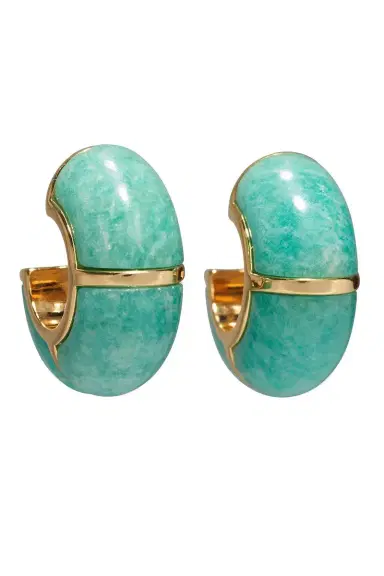 Lizzie Fortunato Amazonite Zellige Hoop Earrings | Thumbnail 1 Lizzie Fortunato Amazonite Zellige Hoop Earrings | Thumbnail 1