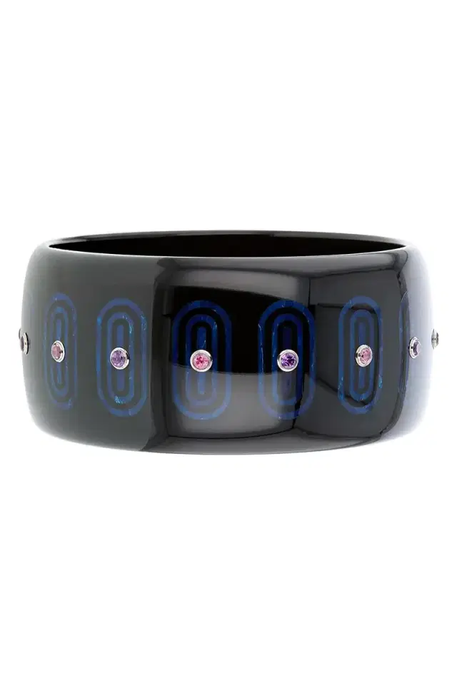 MARK DAVIS Amethyst Black Bakelite Bangle