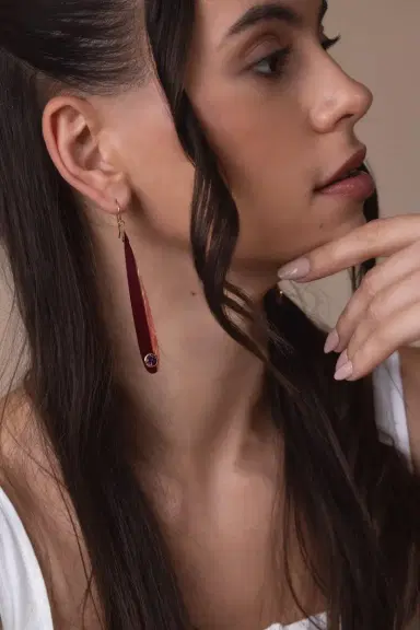 MARK DAVIS Amethyst Burgundy Bakelite Earrings | Thumbnail 2