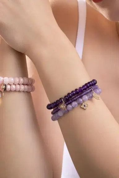 Sydney Evan Amethyst Mini Moraccan Charm Bracelet | Thumbnail 3