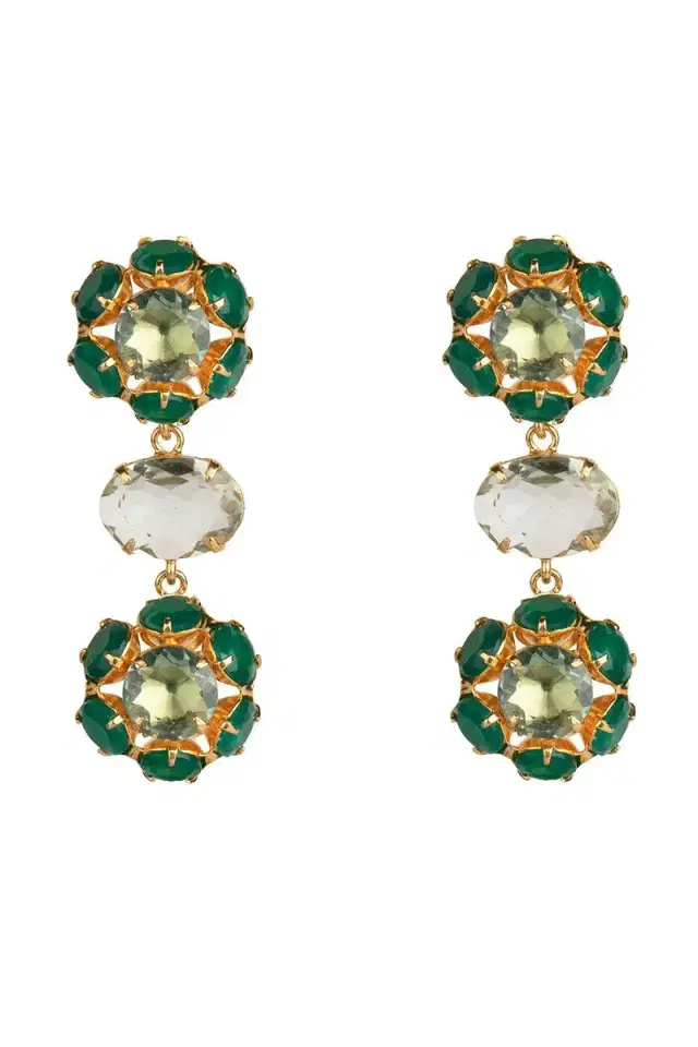 BOUNKIT JEWELRY Amethyst Onyx Green Odessa Earrings